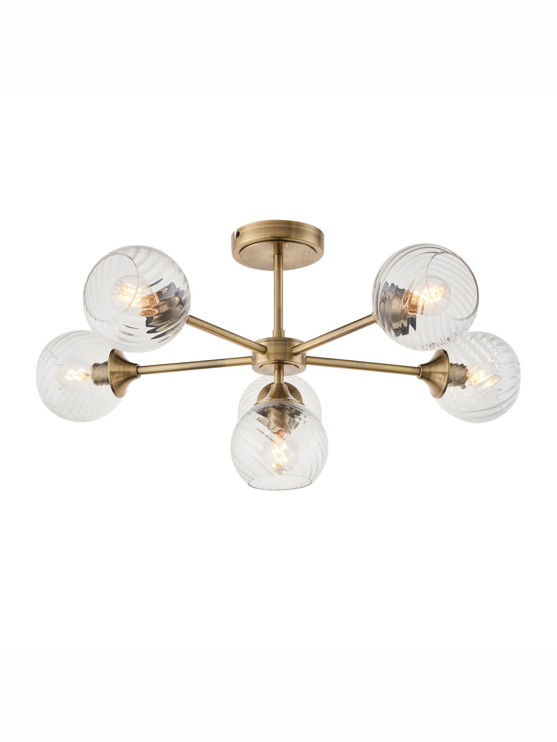Gallery Home antique brass Lexi 6 bulb ceiling light, UK version