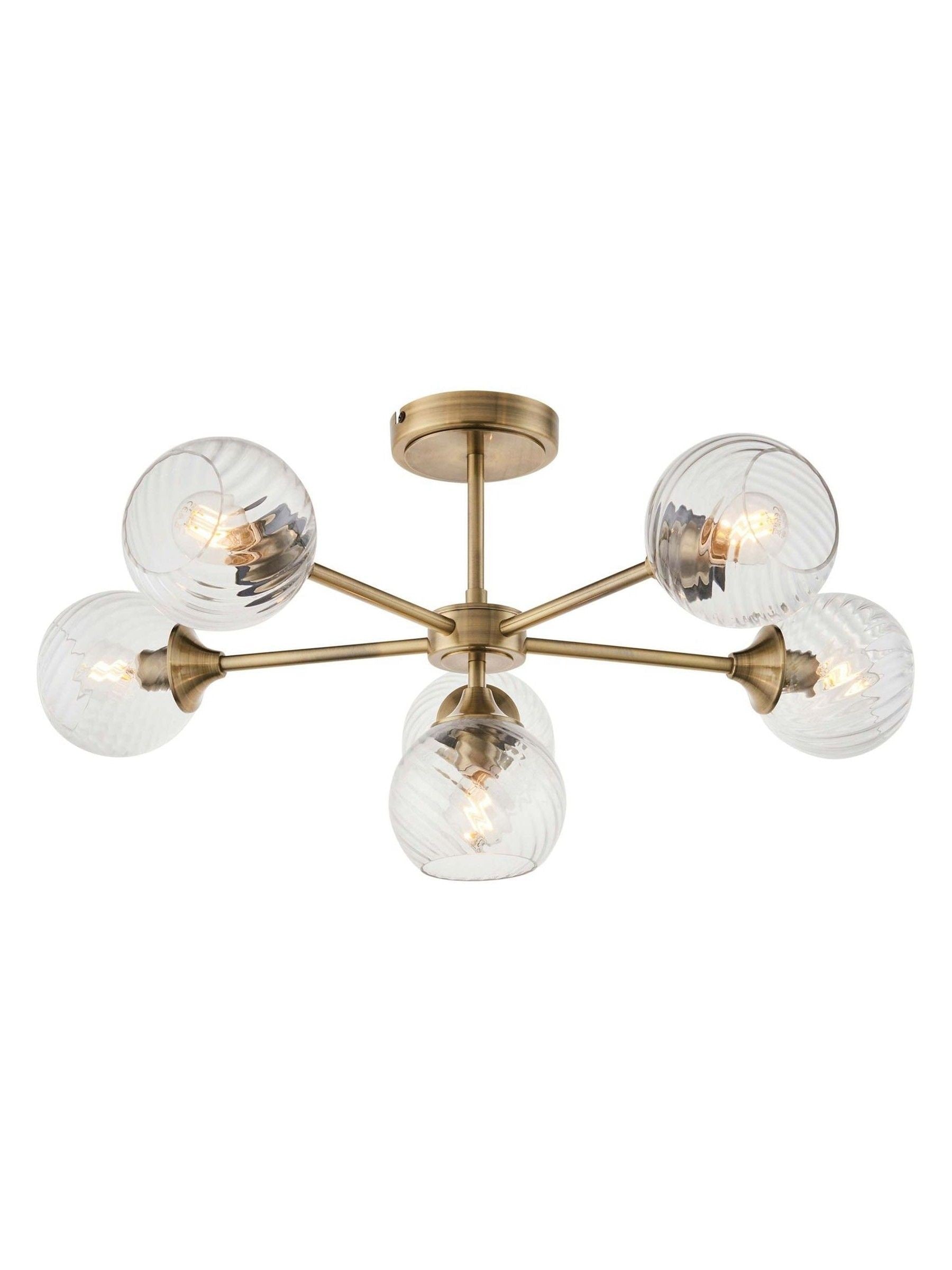 Gallery Home antique brass Lexi 6 bulb ceiling light, UK version