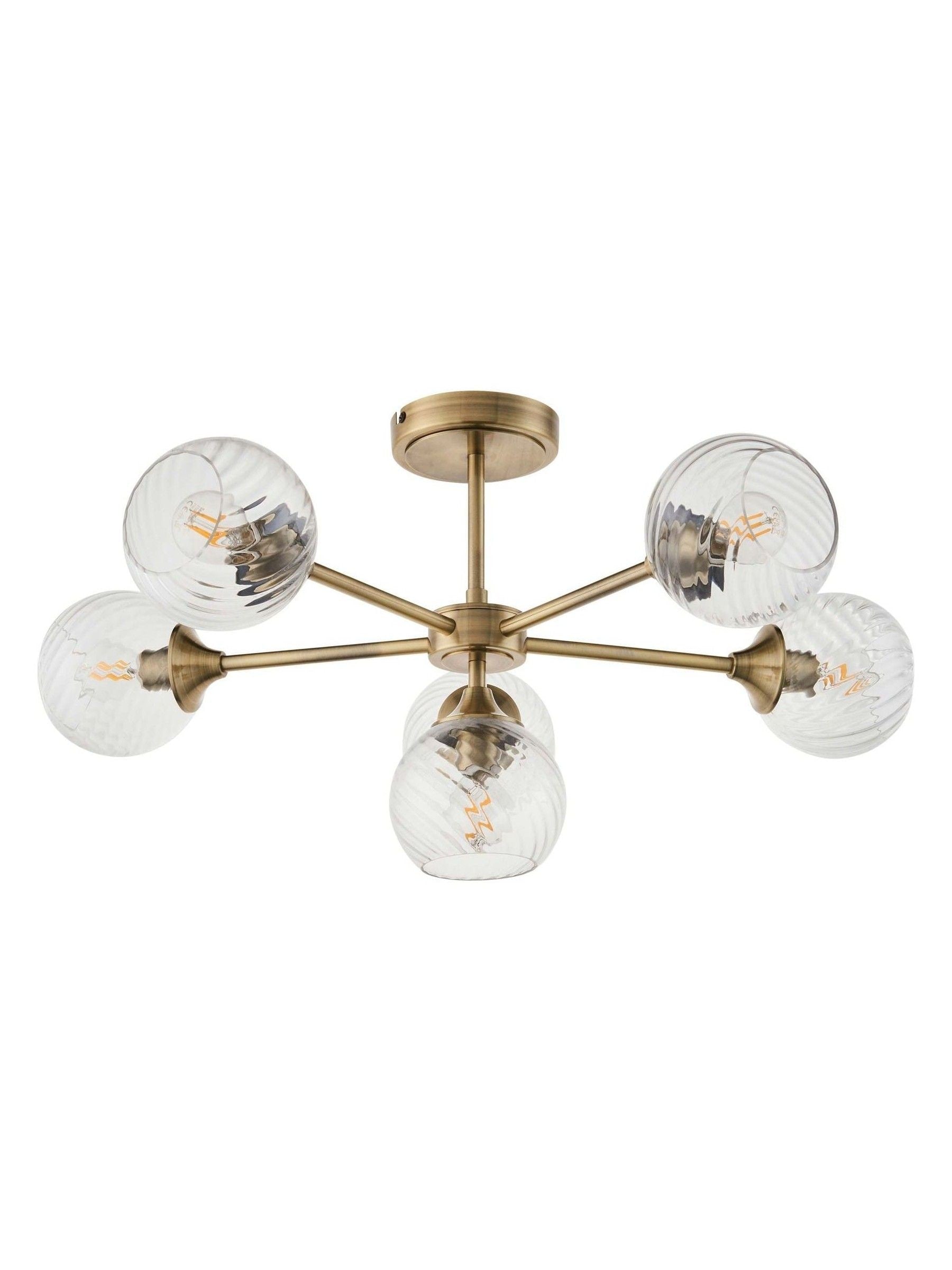 Gallery Home antique brass Lexi 6 bulb ceiling light, UK version