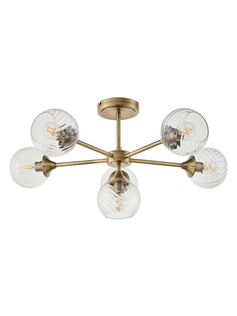 Gallery Home antique brass Lexi 6 bulb ceiling light, UK version