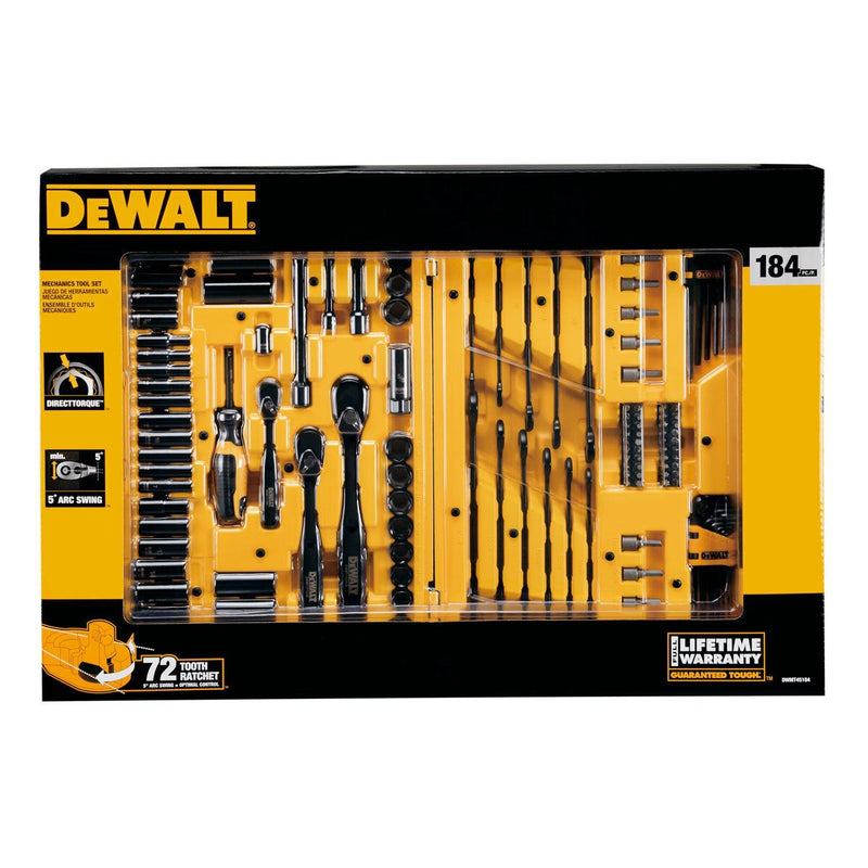 DEWALT mechanics tool set 184pc, UK version