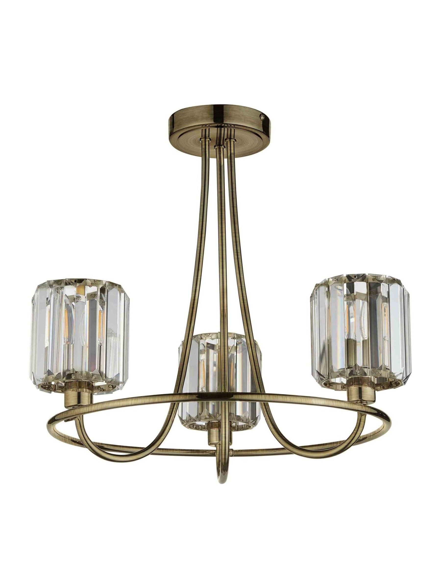 Gallery Home antique brass Hove 3 bulb ceiling light, UK version