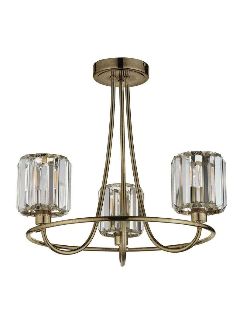 Gallery Home antique brass Hove 3 bulb ceiling light, UK version