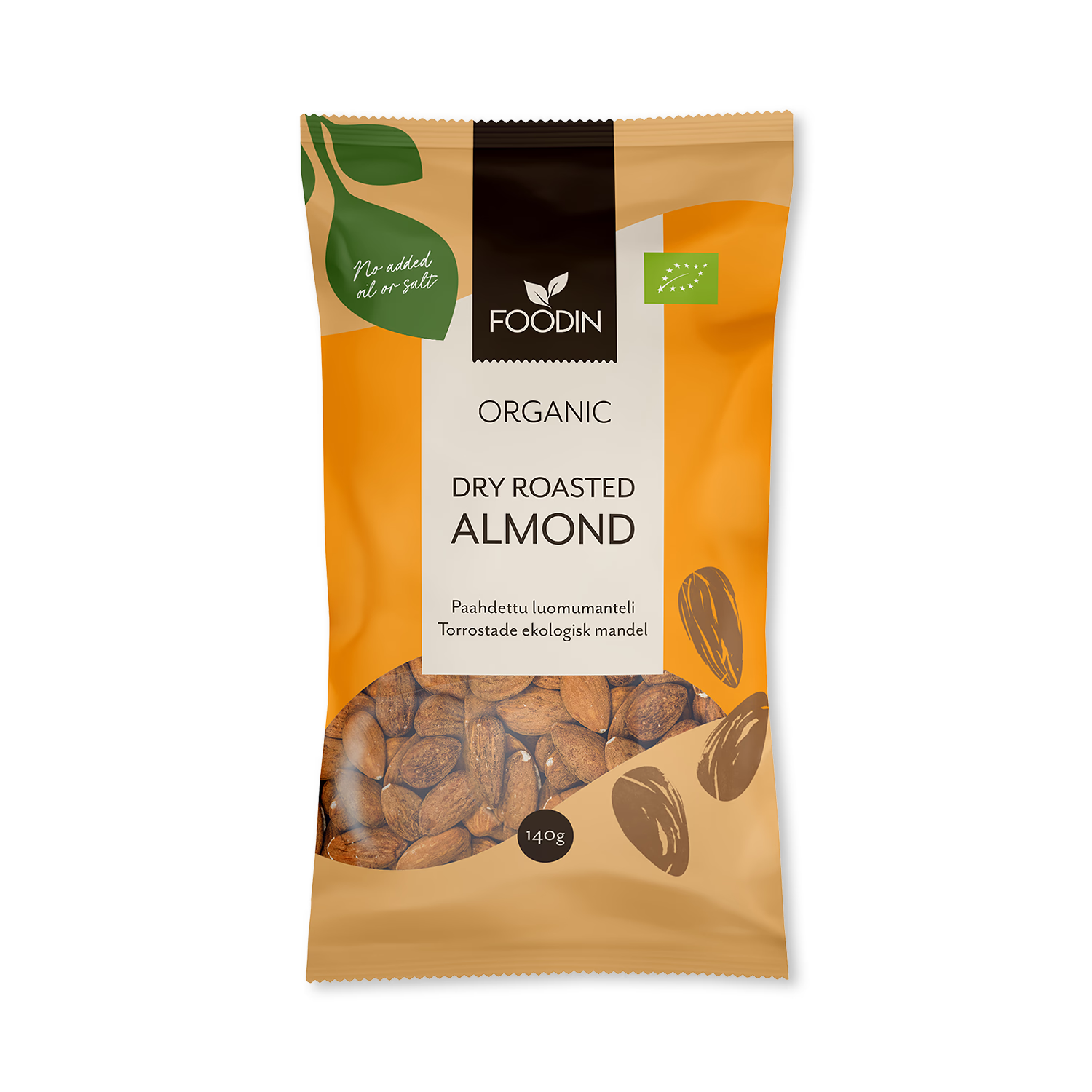 Organic dry roasted almonds 7x140g multipack, imported from the UK