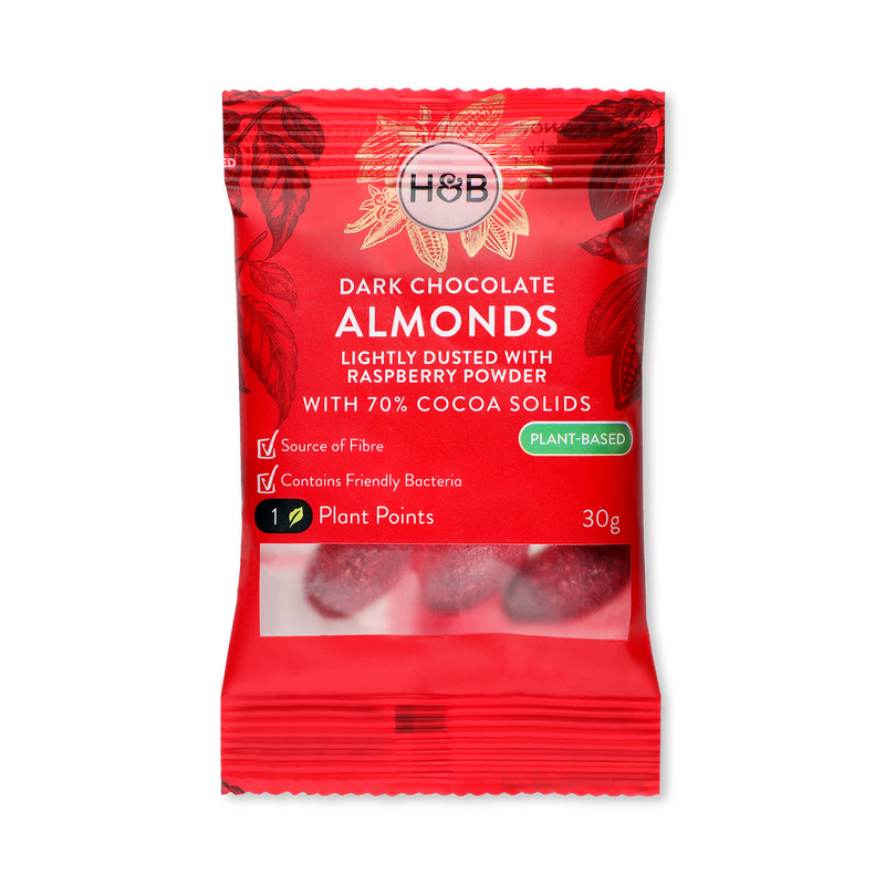 Holland Barrett Dark Chocolate Raspberry Almonds 30g