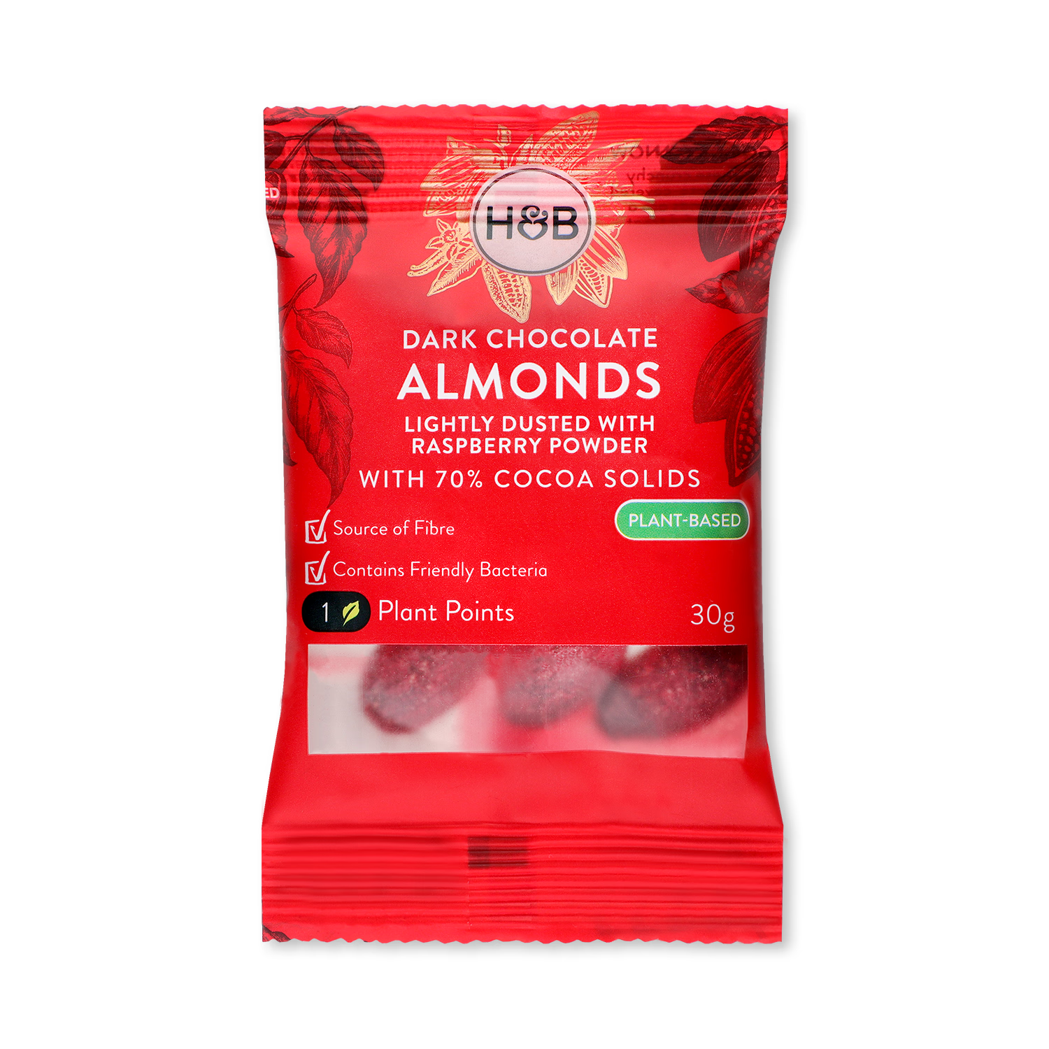 Holland Barrett Dark Chocolate Raspberry Almonds 30g
