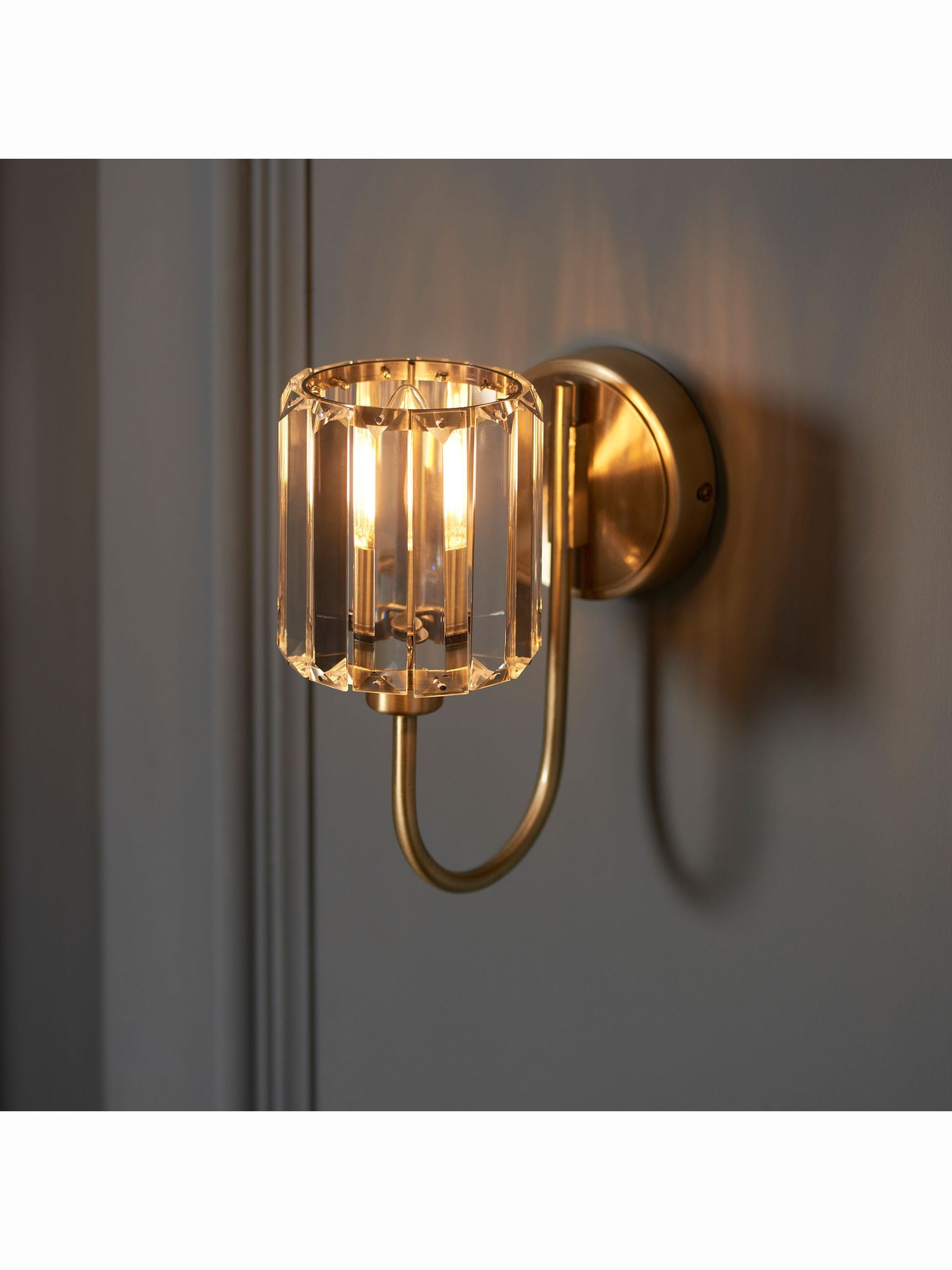 Gallery Home Hove wall light antique brass faceted glass, imported from the UK