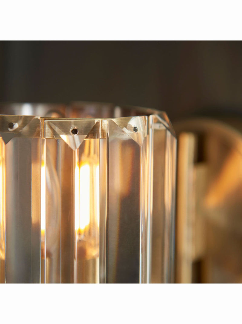 Gallery Home Hove wall light antique brass faceted glass, imported from the UK