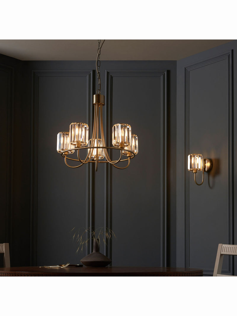 Gallery Home Hove wall light antique brass faceted glass, imported from the UK