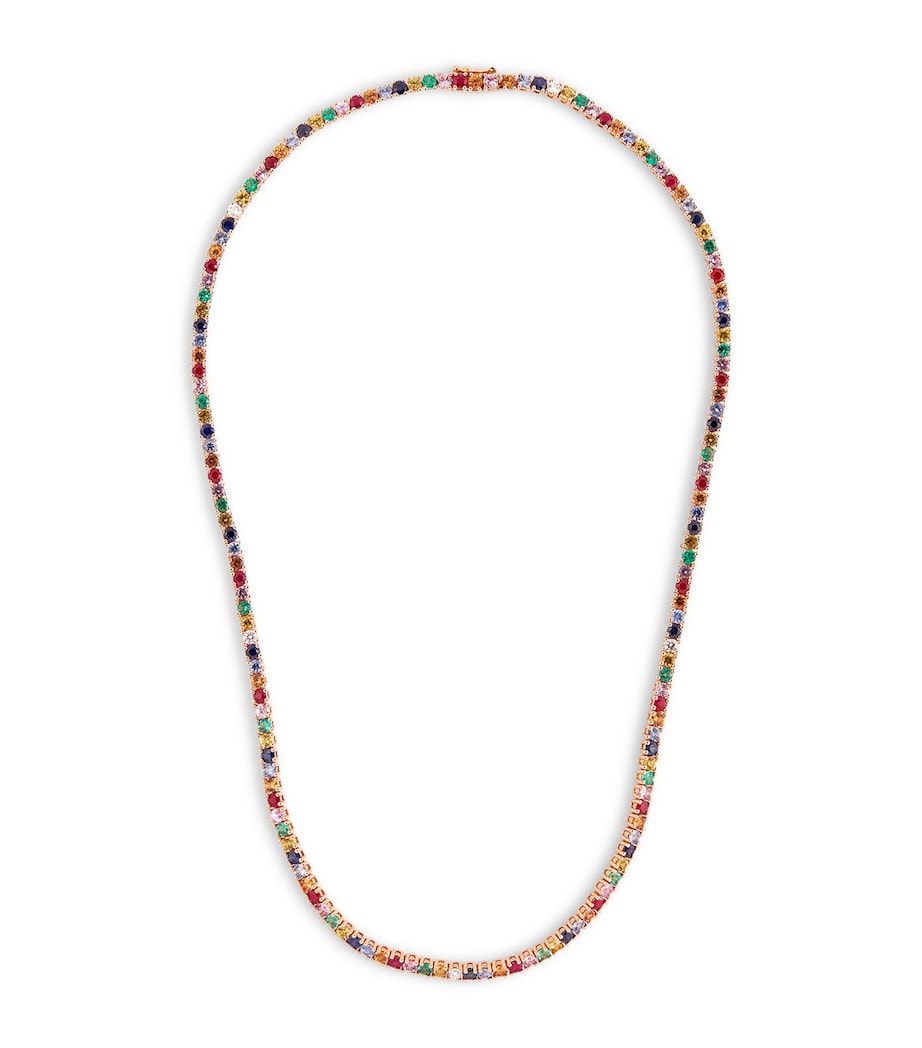 Anita Ko Hepburn necklace rose gold diamond rainbow sapphire (British brand)