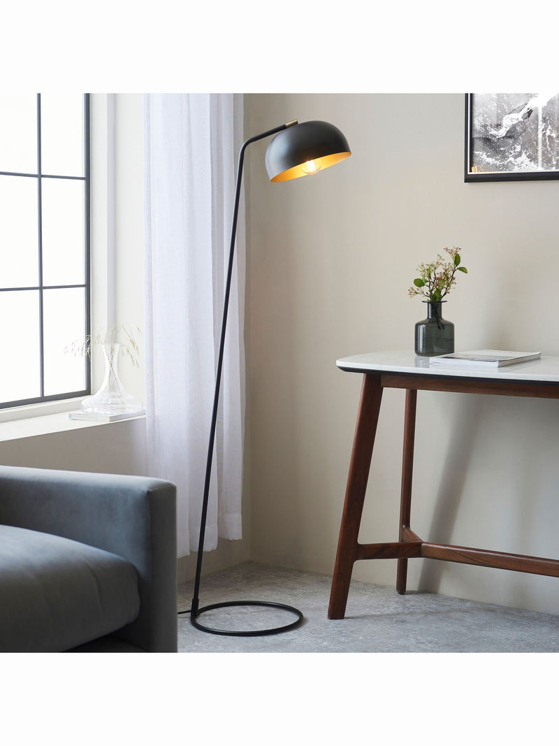 Gallery Home Claire floor lamp with matt black and antique brass finish - British product