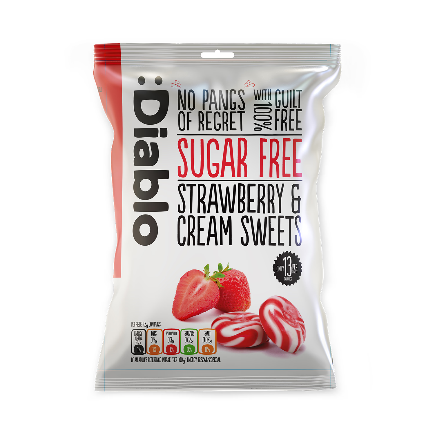Diablo Sugar Free Strawberry Cream Sweets 75g