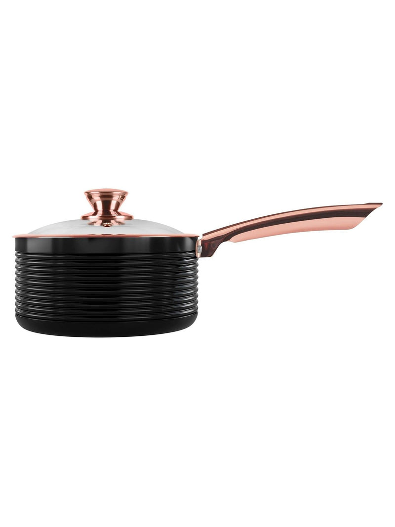 Tower set of 3 black saucepans with lids (British brand)
