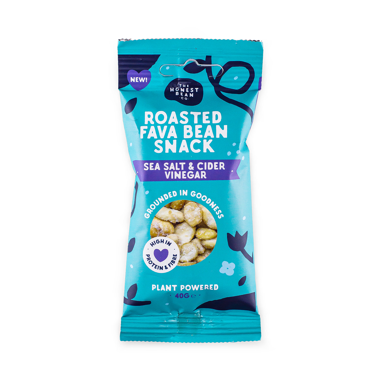 The Honest Bean Co Roasted Fava Bean Snack Sea Salt & Cider Vinegar 40g - Sea Salt & Cider Vinegar