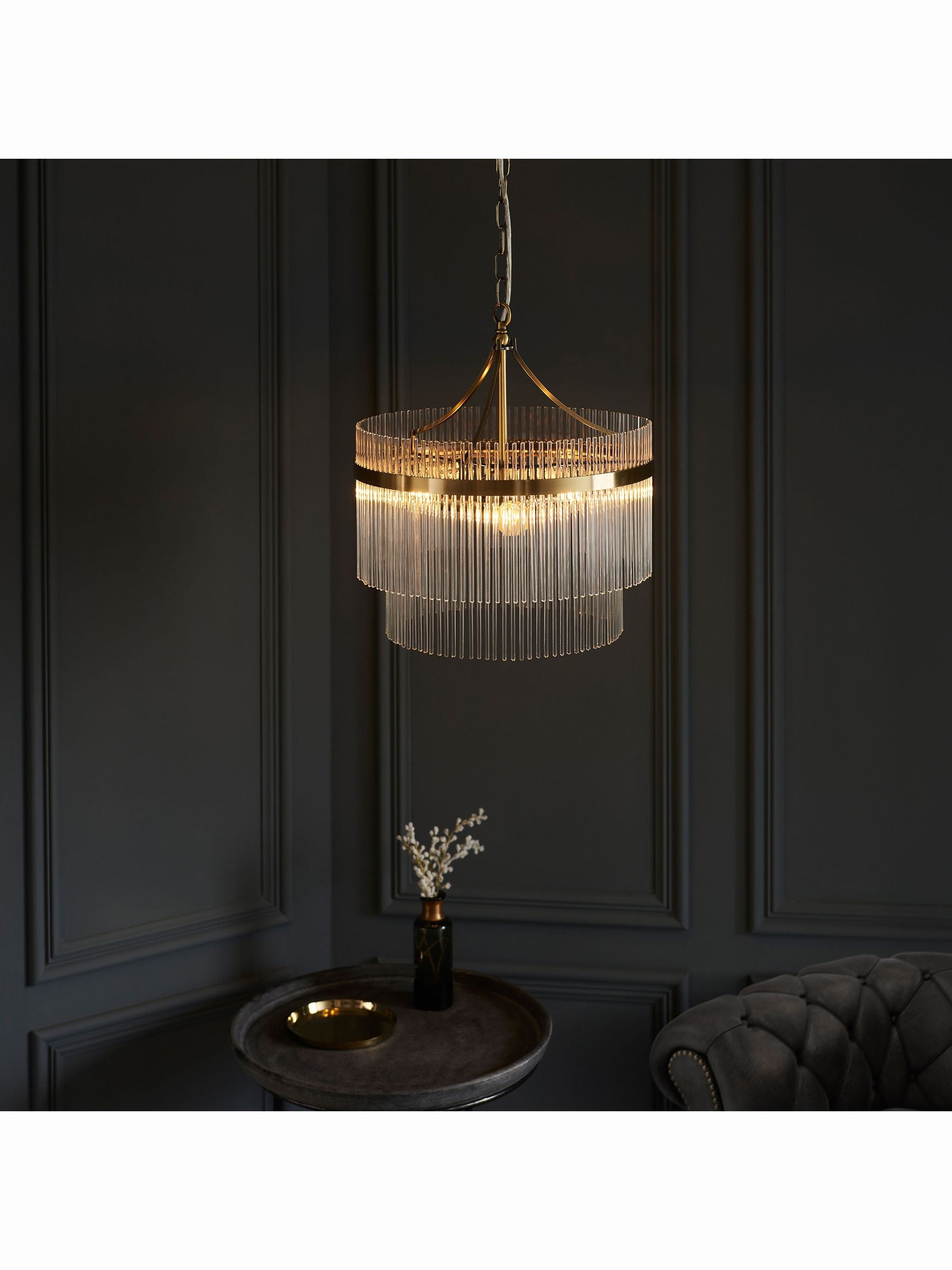 Gallery Home Marston antique brass pendant light 60cm - British product
