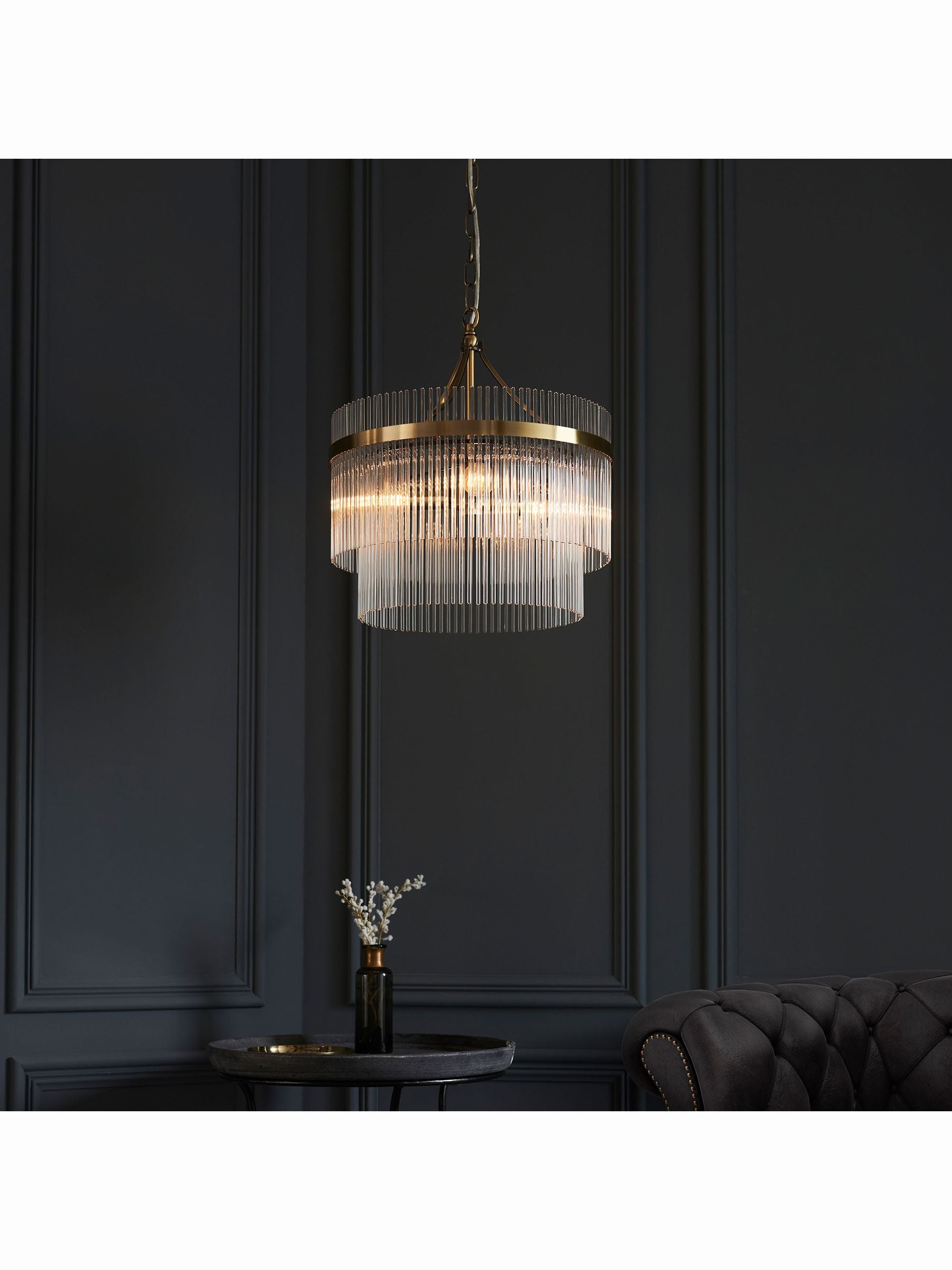 Gallery Home Marston antique brass pendant light 60cm - British product