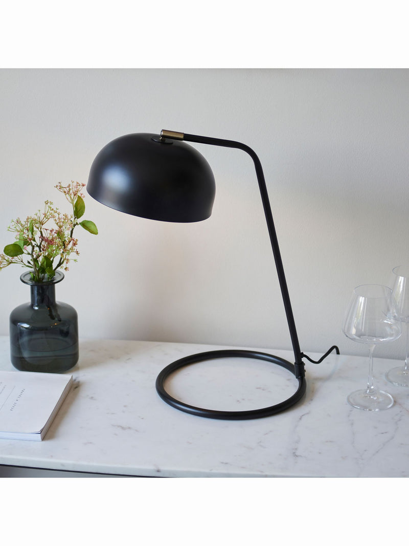 Gallery Home matt black and antique brass table lamp - British product