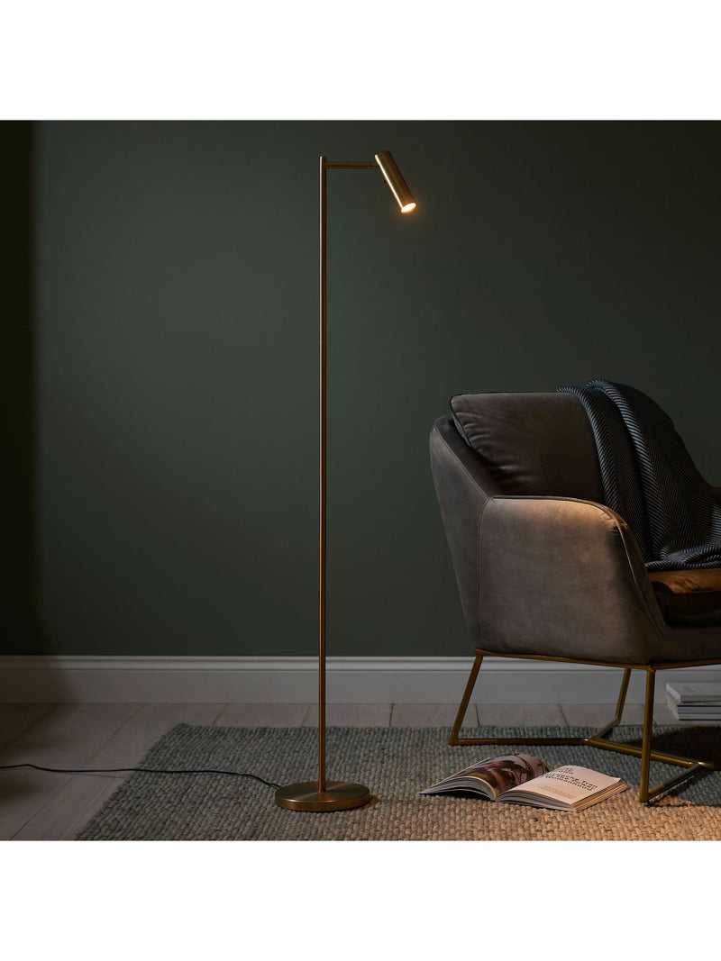Gallery Home reader floor lamp satin warm brass finish 125cm - British product
