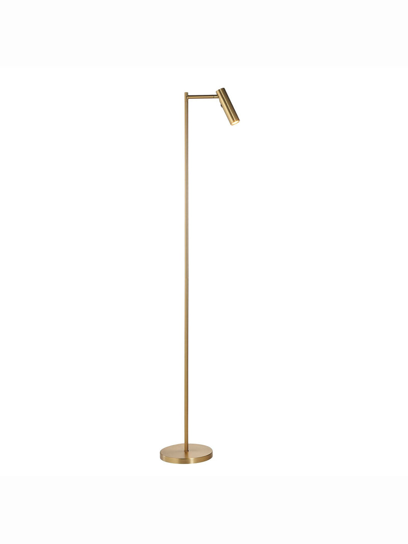 Gallery Home reader floor lamp satin warm brass finish 125cm - British product