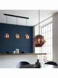 Gallery Home Copper Bali pendant light mirrored glass shades, imported from the UK