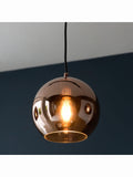 Gallery Home Copper Bali pendant light mirrored glass shades, imported from the UK