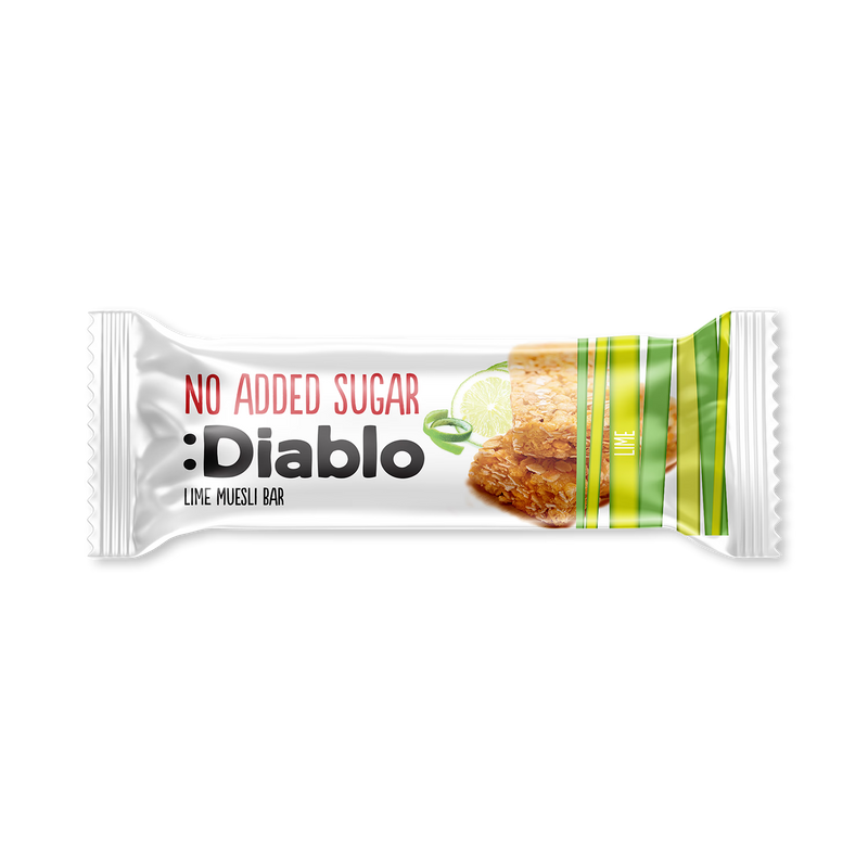 Diablo muesli bar lime 30g, imported from the UK
