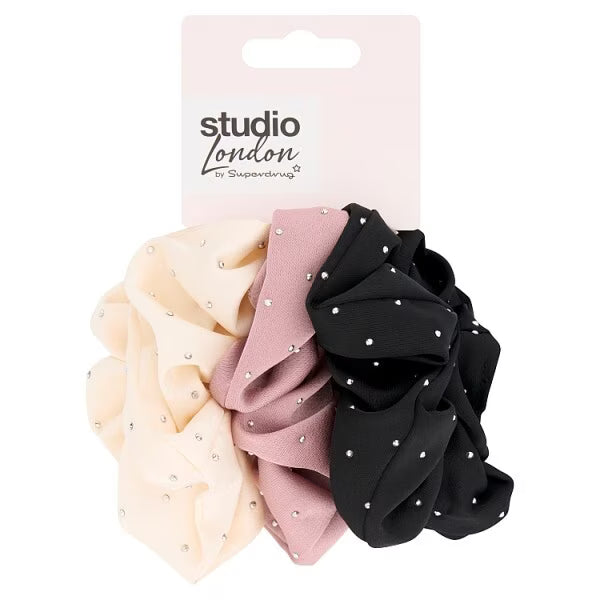Studio London diamante scrunchies 3pk (British brand)