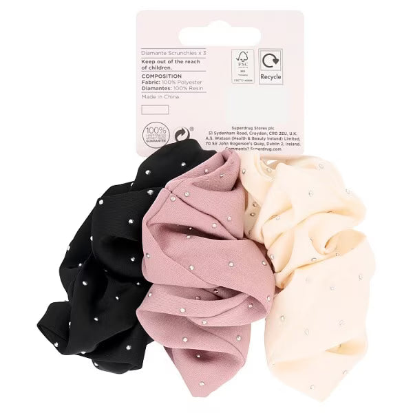 Studio London diamante scrunchies 3pk (British brand)