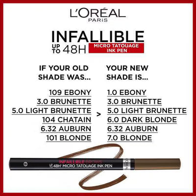 Superdrug L'Oréal Paris Infallible Brows 48H Ink Pen 6.0 Mørkeblond Øyenbrynspenn- Kjøp online hos McGrocer