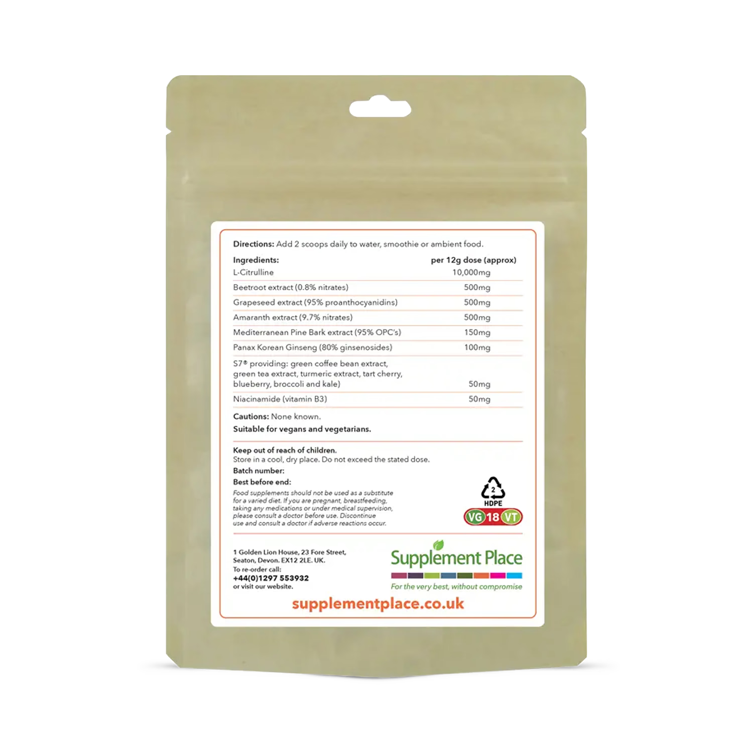 Supplement Place N.O. Max Powder 1kg, UK version