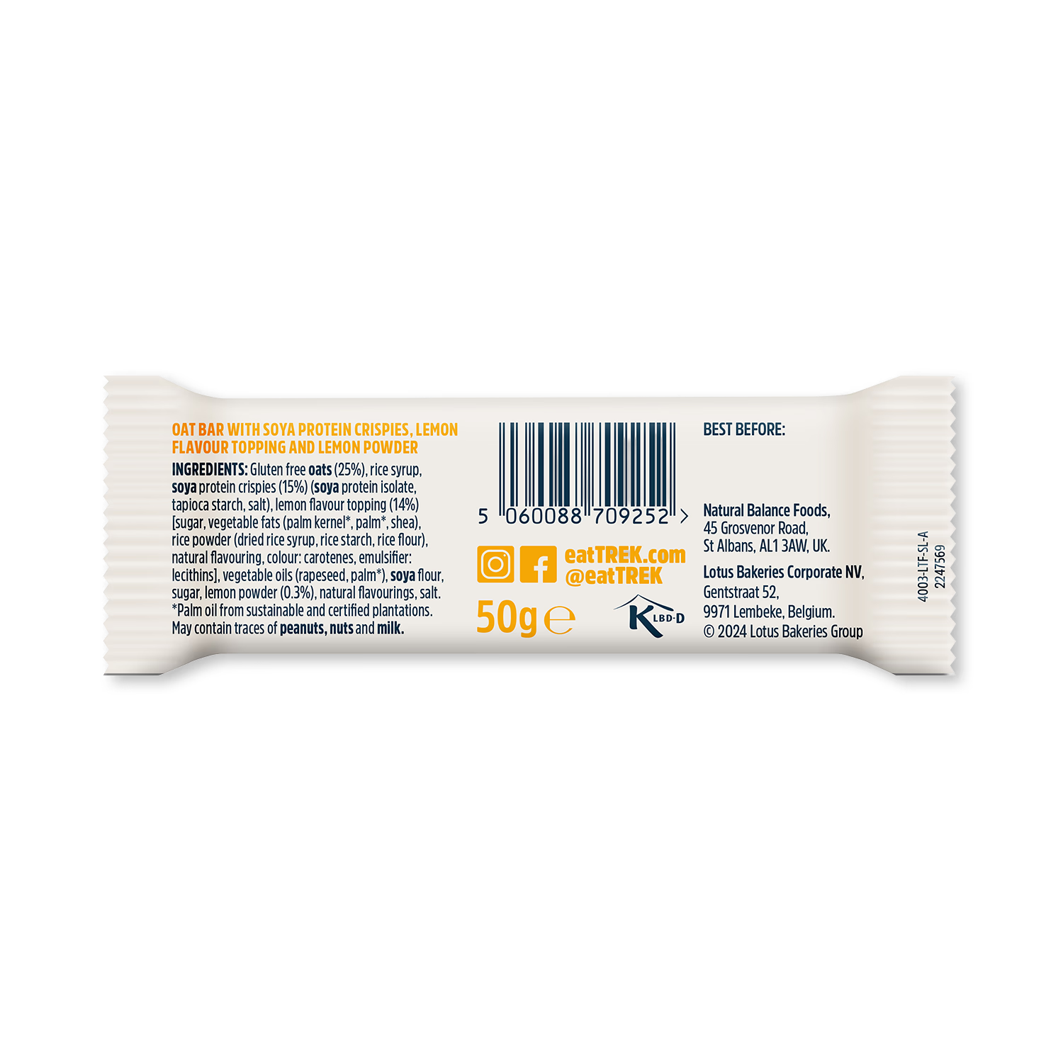 TREK Smooth Lemon Protein Flapjack 50g