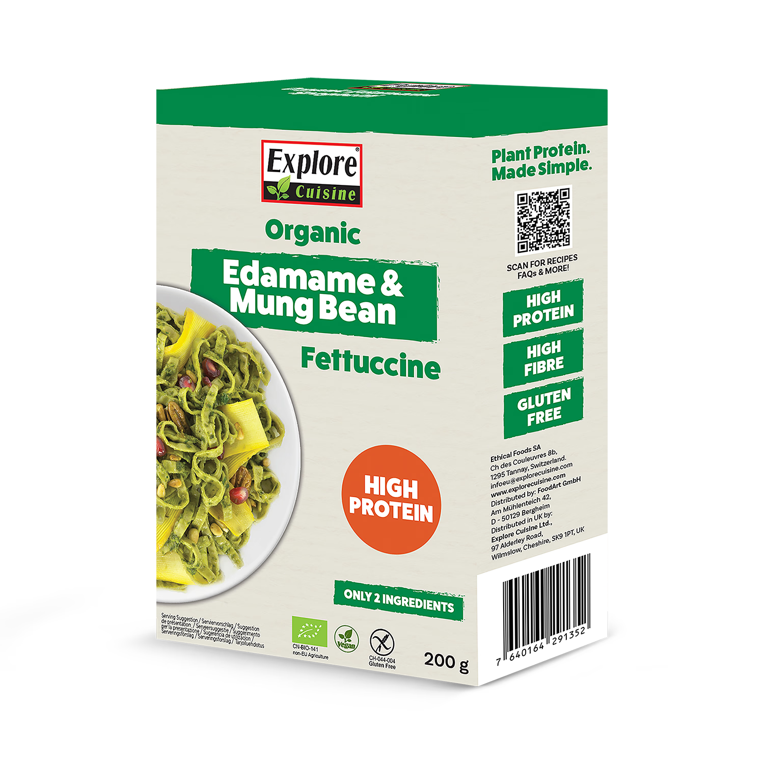 Organic Gluten Free Edamame Mung Bean Fettuccine 200g