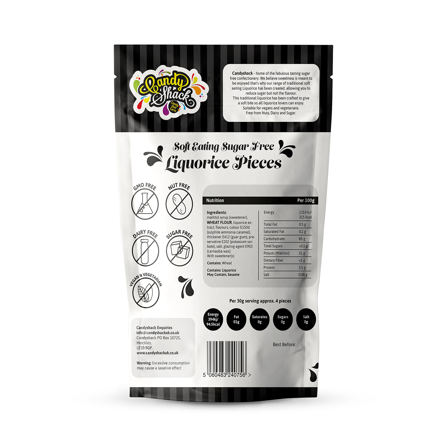 Candyshack Soft Eating Sugar Free Liquorice Pieces 120g