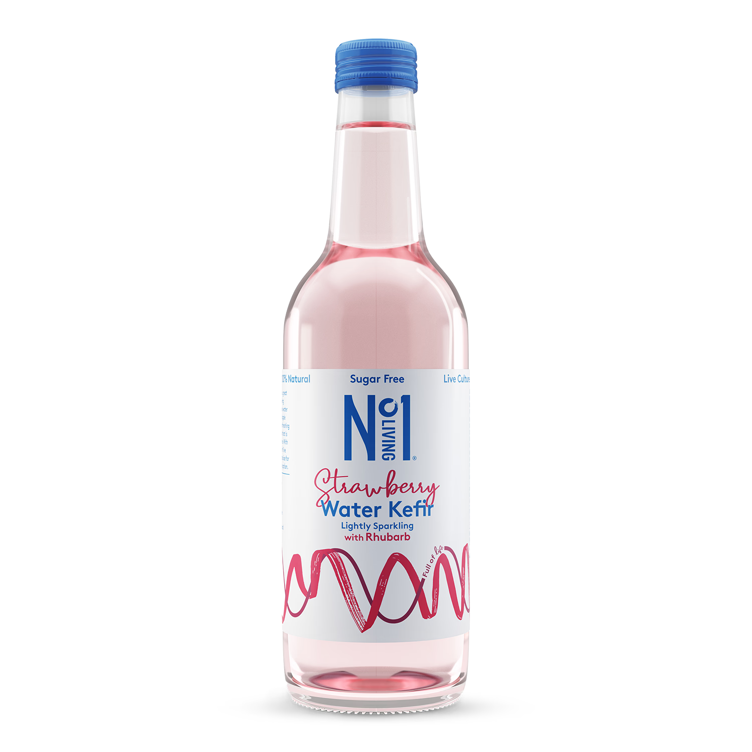 Sugar-Free Strawberry and Rhubarb Water Kefir with Live Cultures 330ml