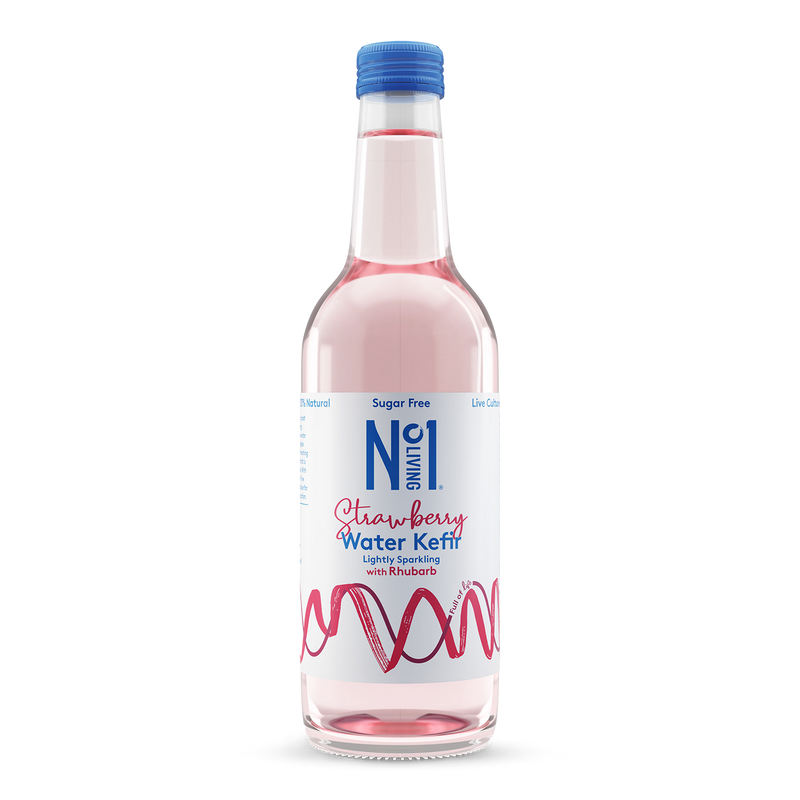 Sugar-Free Strawberry and Rhubarb Water Kefir with Live Cultures 330ml