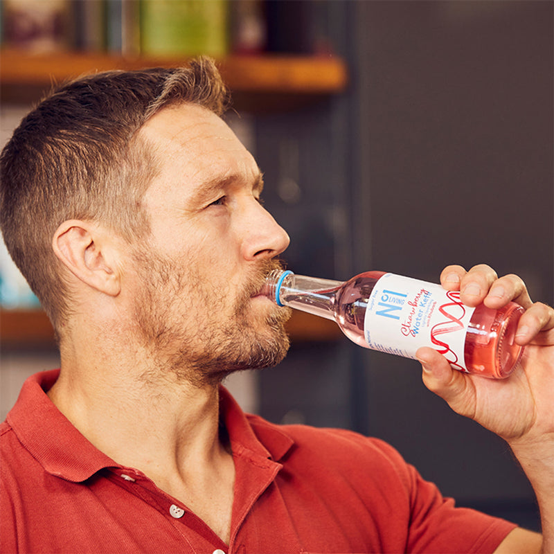 Sugar-Free Strawberry and Rhubarb Water Kefir with Live Cultures 330ml
