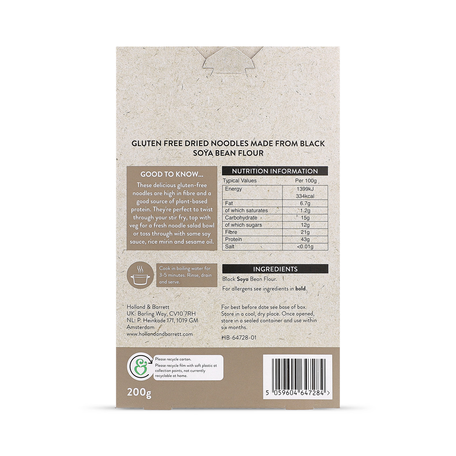 Holland Barrett Black Bean Noodles 200g