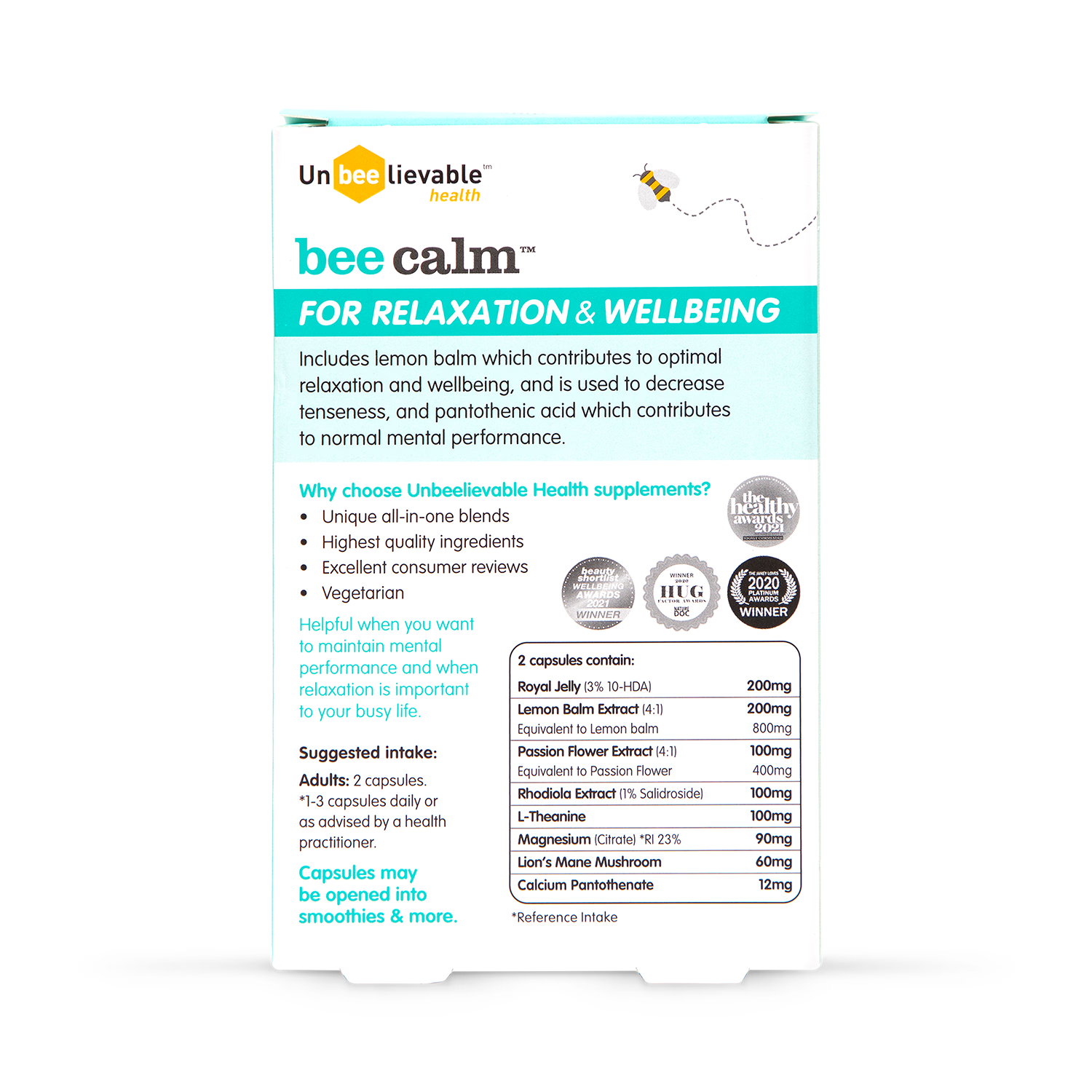 Natural Relaxation and Wellbeing Support Supplement 20 Capsules