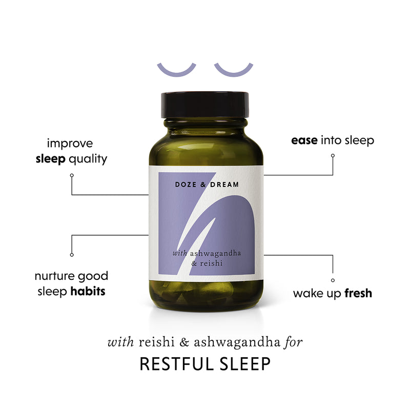 Restful Sleep Supplement with Reishi and Ashwagandha 60 Vegan Capsules
