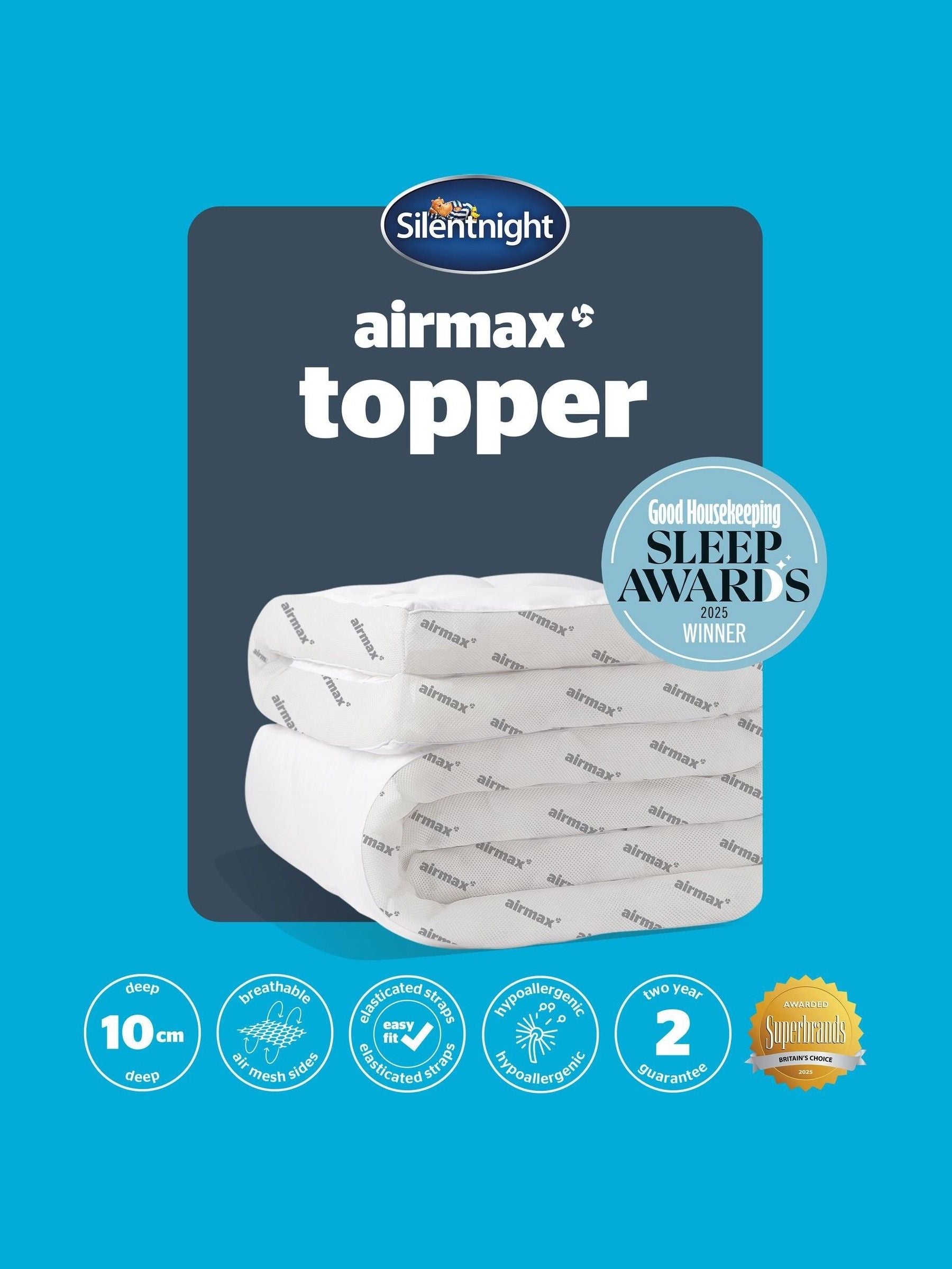 Silentnight White Airmax 1000 Extra Deep Mattress Topper (British brand)