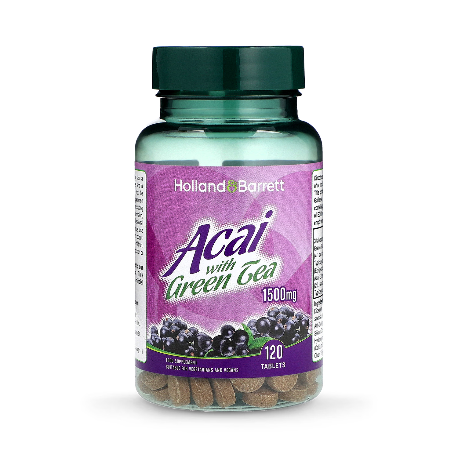 Holland Barrett Acai with Green Tea 1500mg 120 Tablets