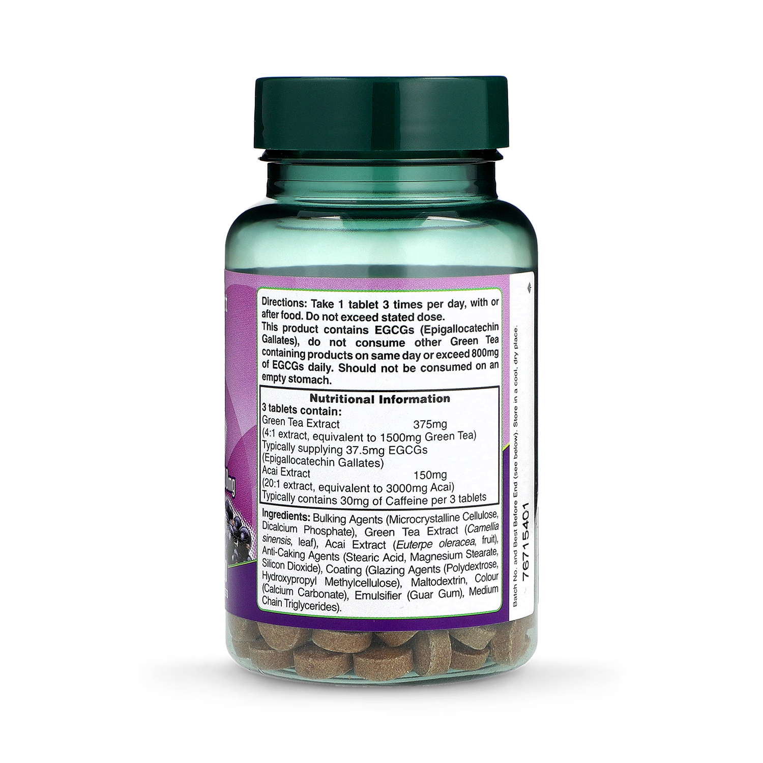 Holland Barrett Acai with Green Tea 1500mg 120 Tablets