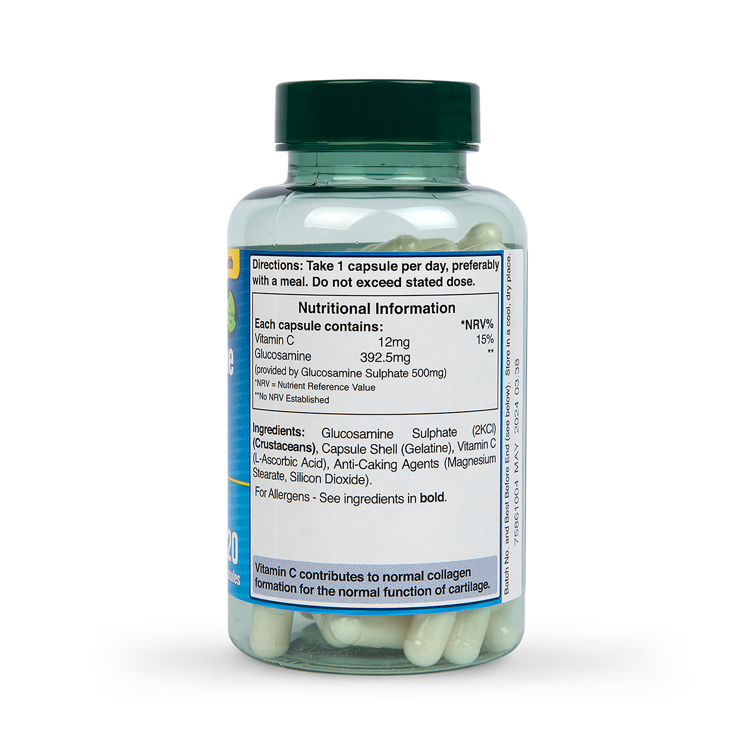 Joint Health Supplement with Glucosamine Sulphate 500mg and Vitamin C, 120 Capsules