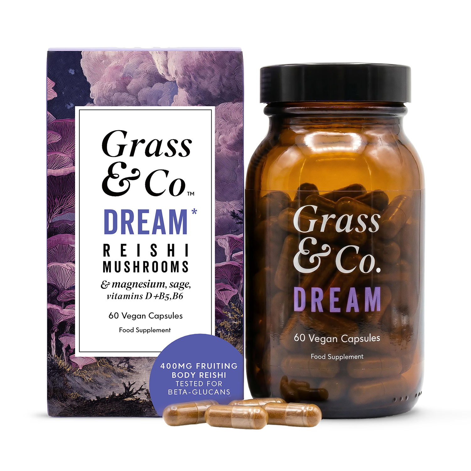 Reishi Mushroom Sleep Support with Magnesium and Sage 60 Vegan Capsules
