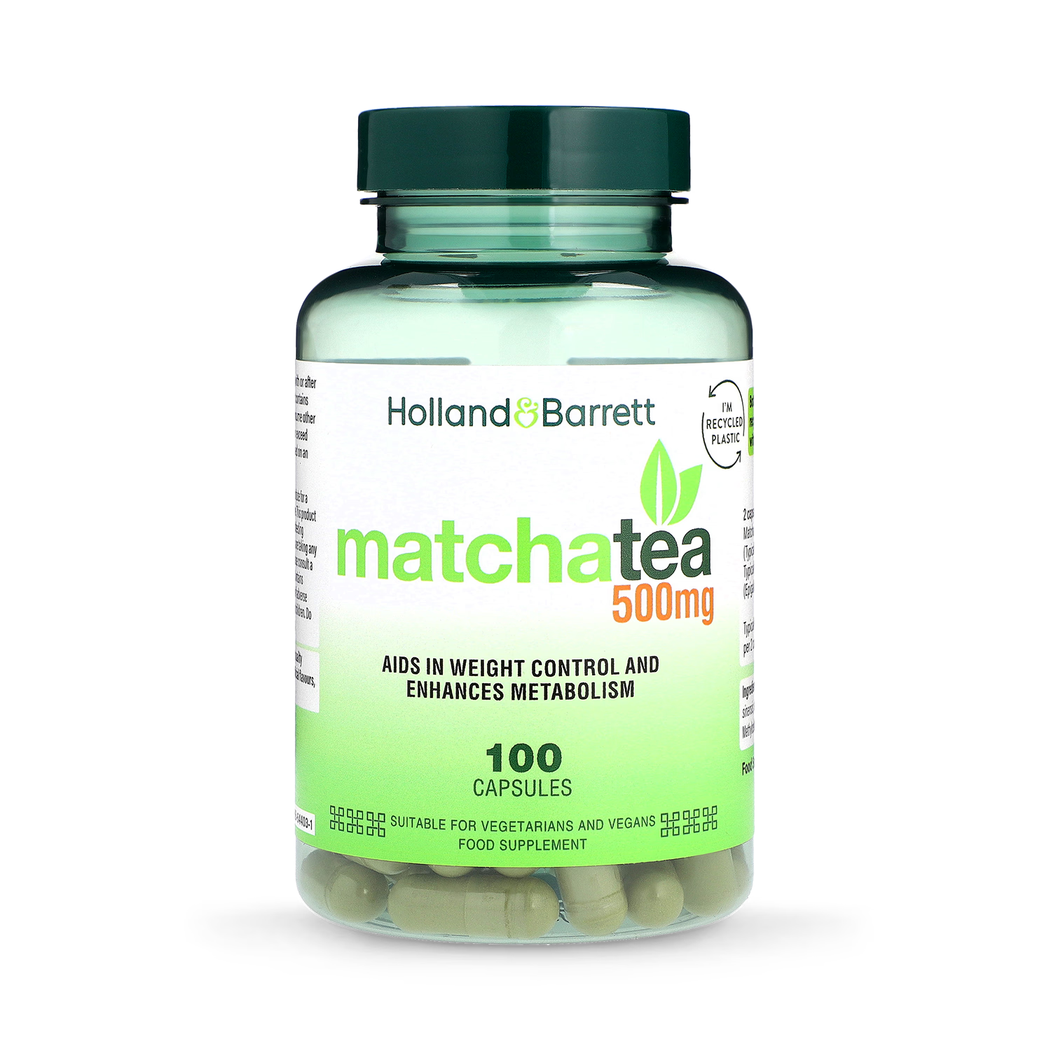 Holland Barrett Matcha Tea 500mg 100 Capsules