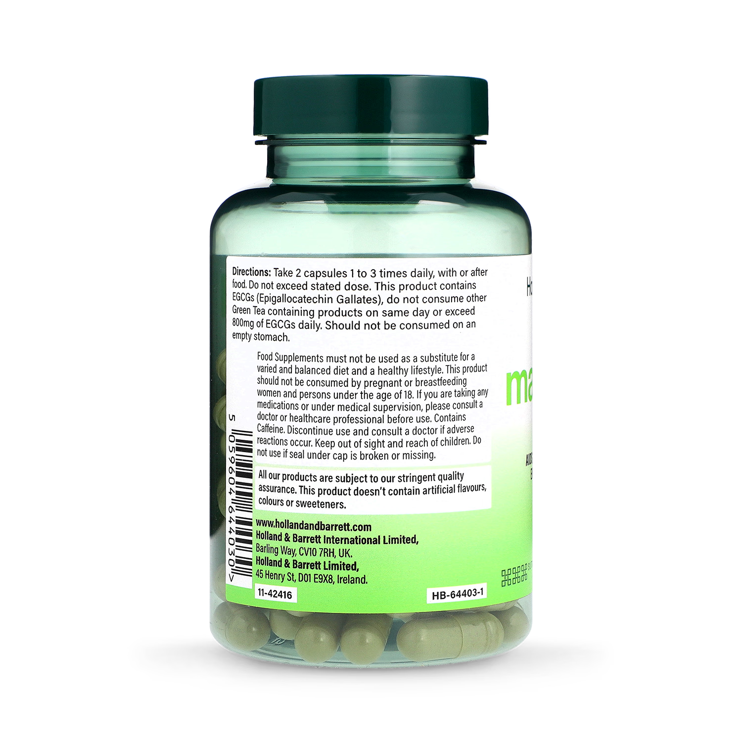 Holland Barrett Matcha Tea 500mg 100 Capsules