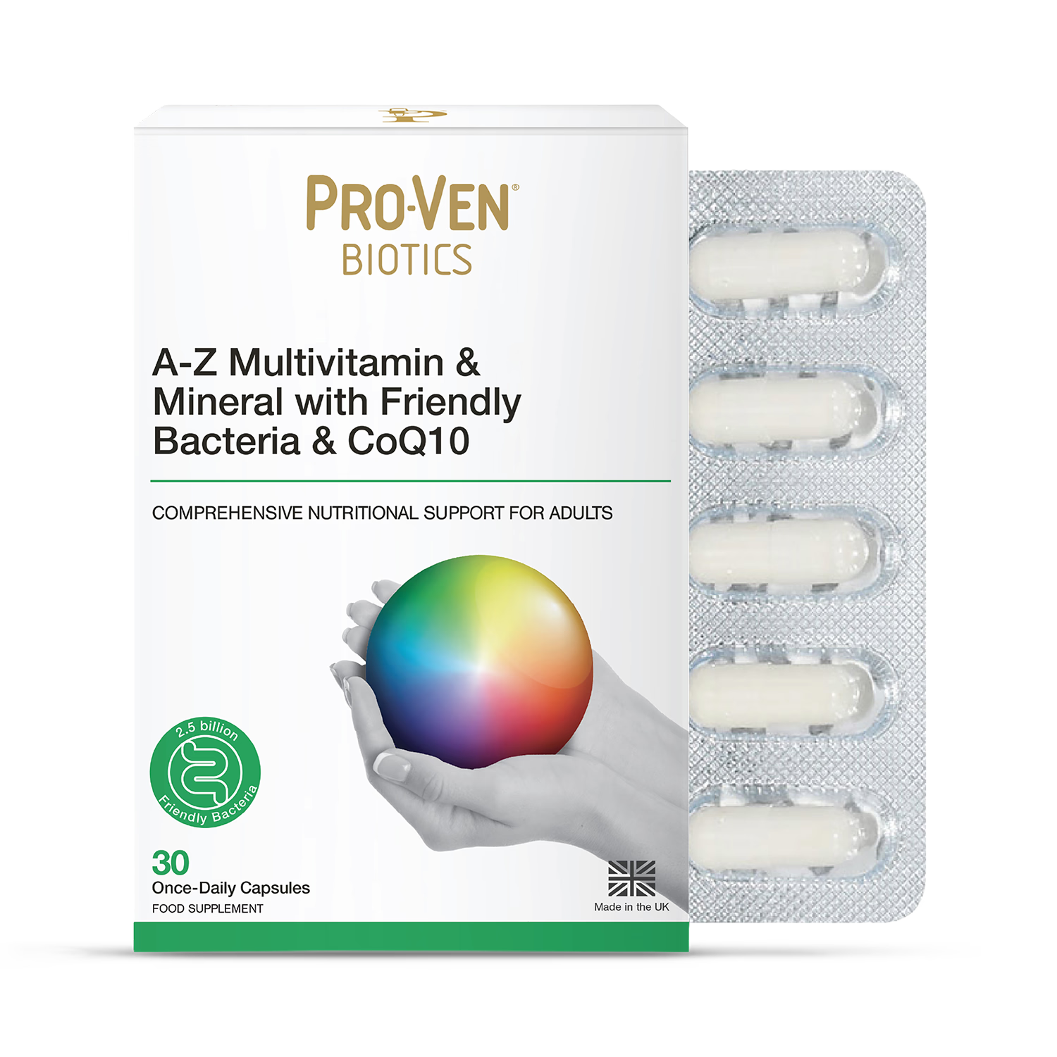 A-Z Multivitamin and Mineral with Probiotics and CoQ10 30 Capsules