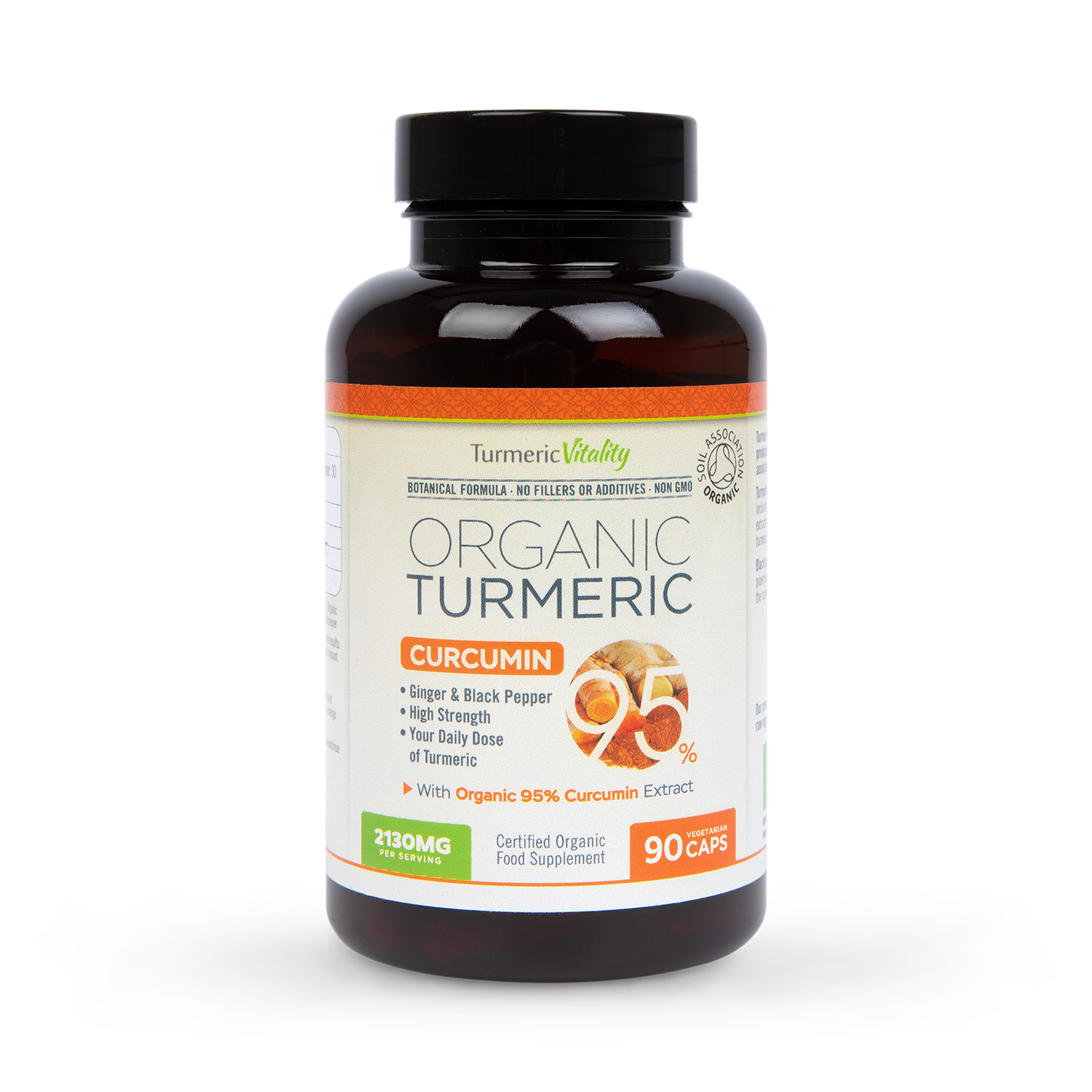 Organic Turmeric and Curcumin 95 Capsules with Ginger and Black Pepper 90 Count