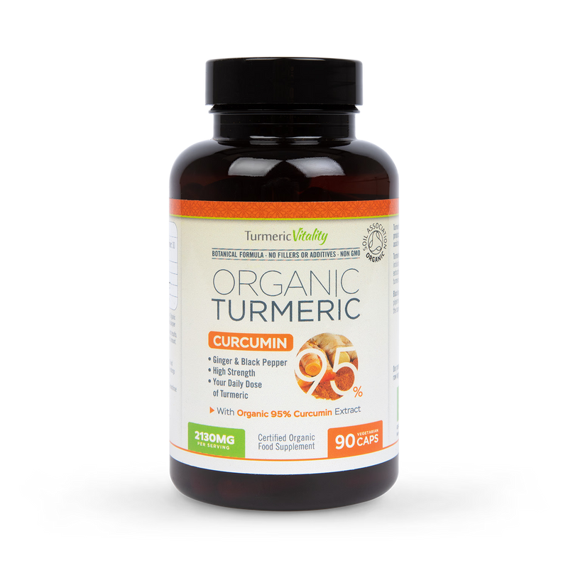 Organic Turmeric and Curcumin 95 Capsules with Ginger and Black Pepper 90 Count