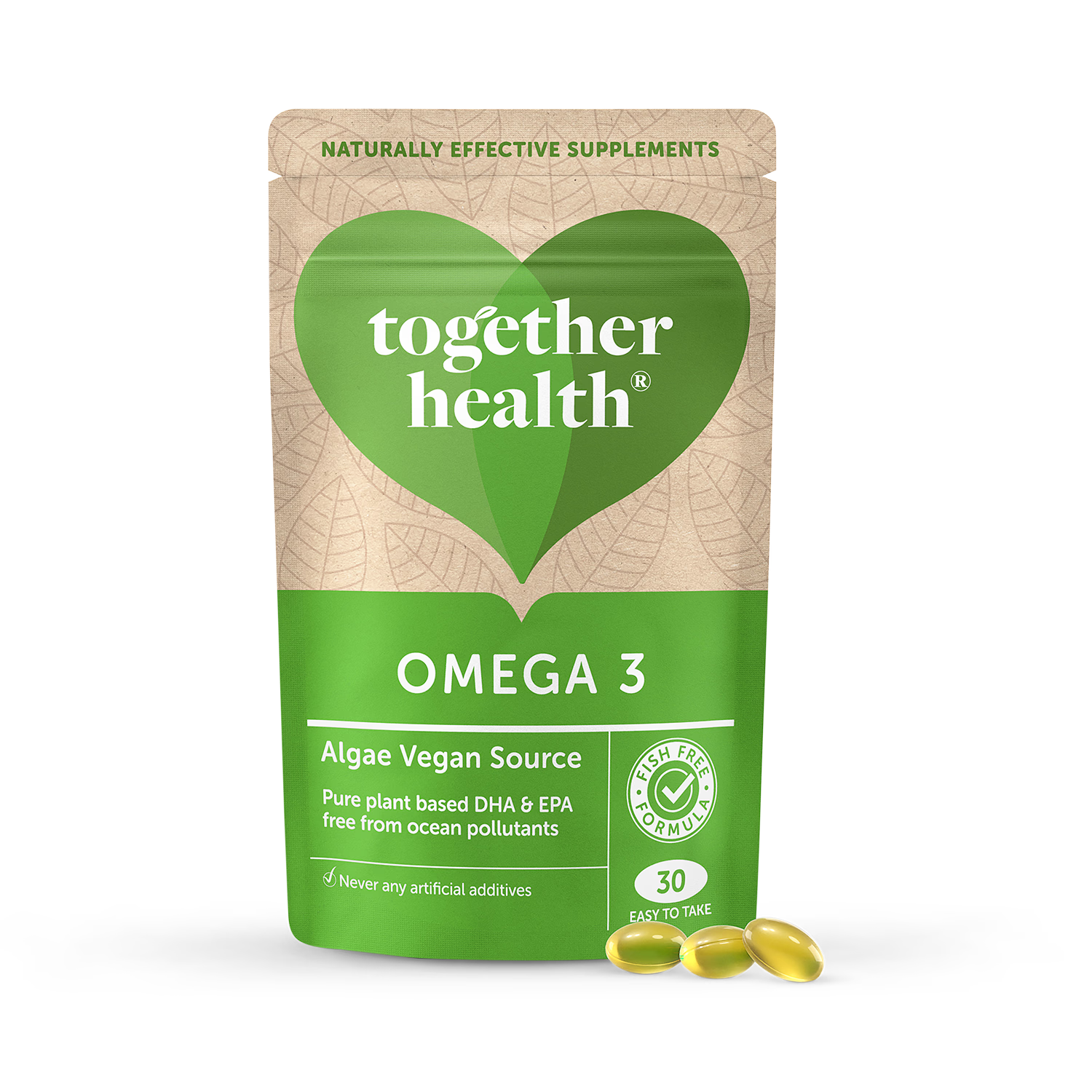Natural Algae DHA and EPA Omega 3 30 Softgels